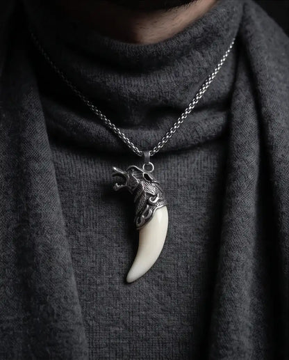Viking Wolf Fang Pendant Box Chain