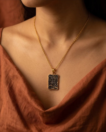 Gold "The Star" Tarot Card Pendant Necklace