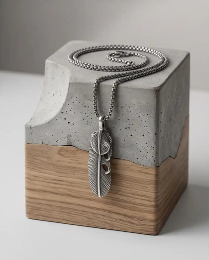 Sculpted Feather Pendant Box Chain