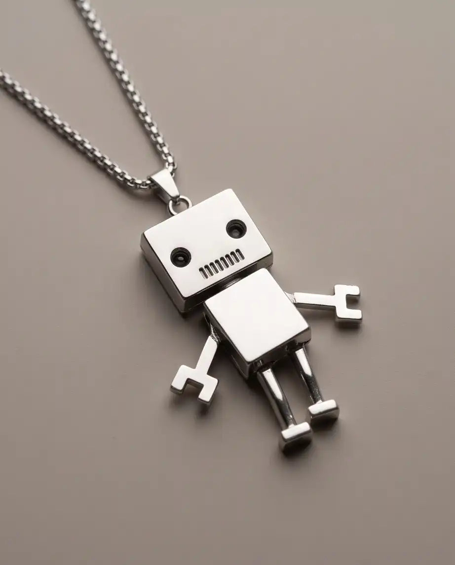 Articulated Robot Figurine Pendant Box Chain