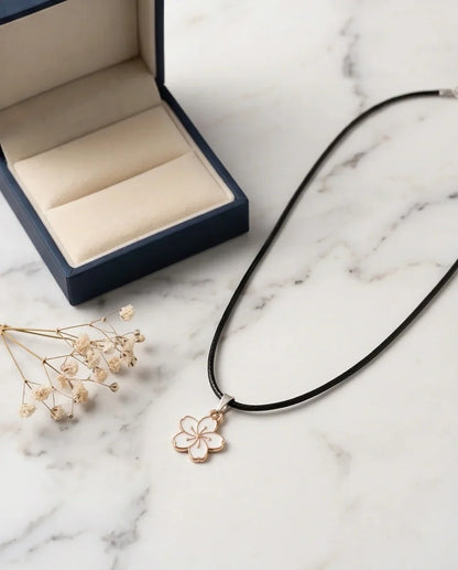 Gold and White Cherry Blossom Necklace