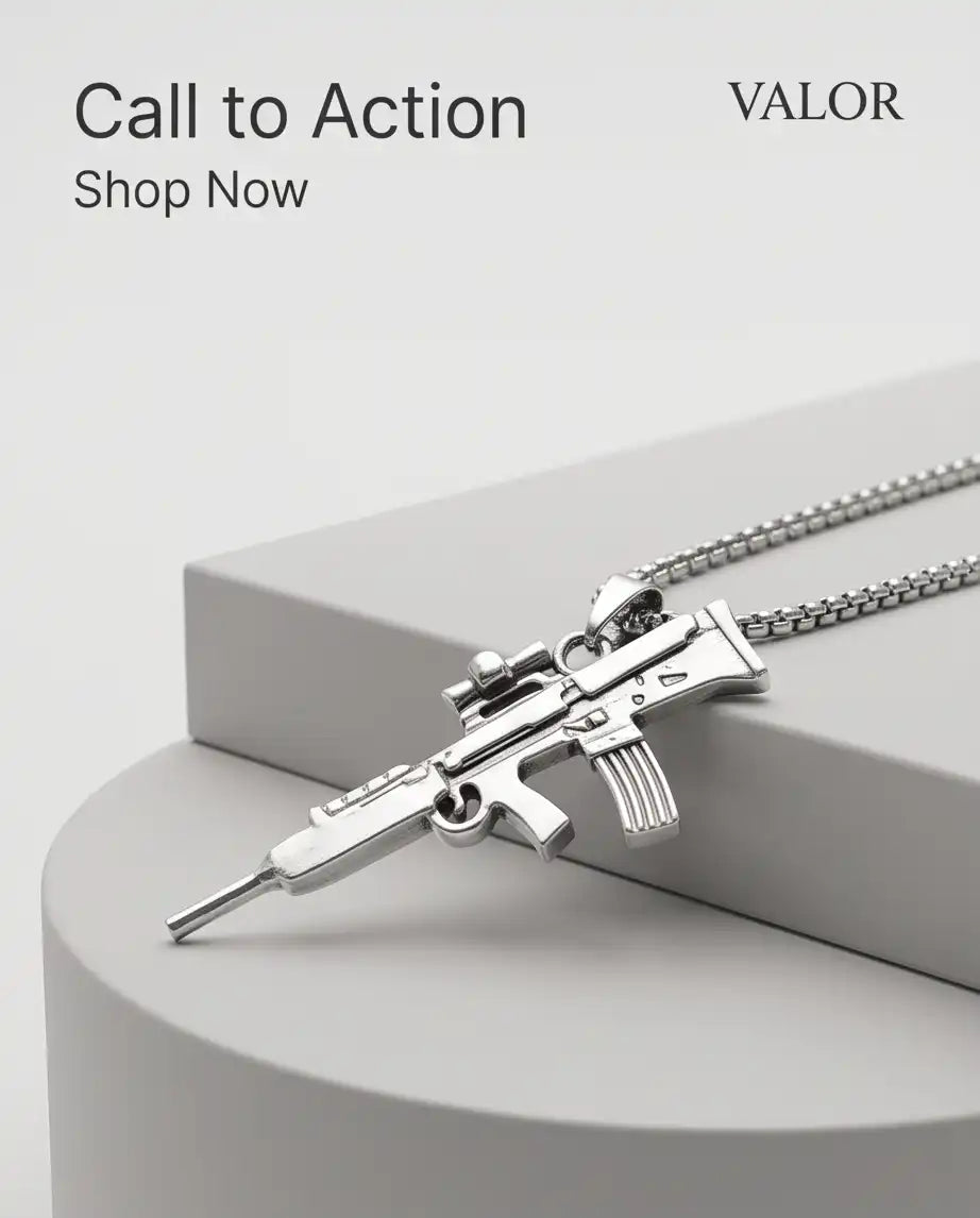 Tactical Sniper Rifle Weapon Pendant Box Chain