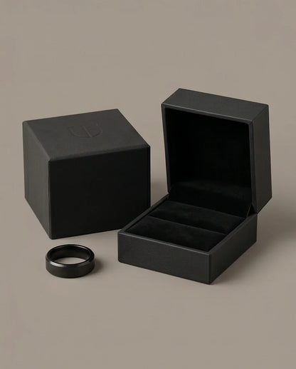 Minimalist Matte Black Beveled Band Ring