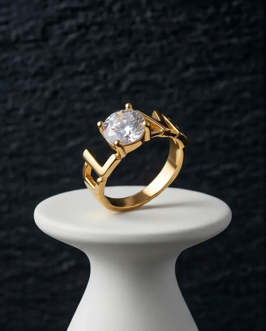 Golden Eternal Love Moissanite Ring