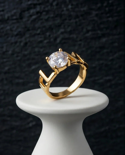 Golden Eternal Love Moissanite Ring