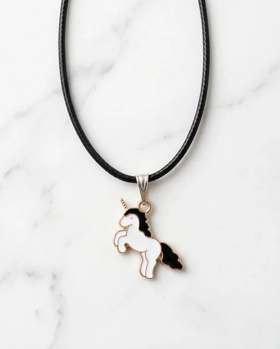 Gold and Black Unicorn Pendant Necklace