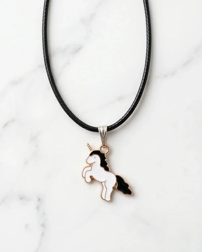 Gold and Black Unicorn Pendant Necklace