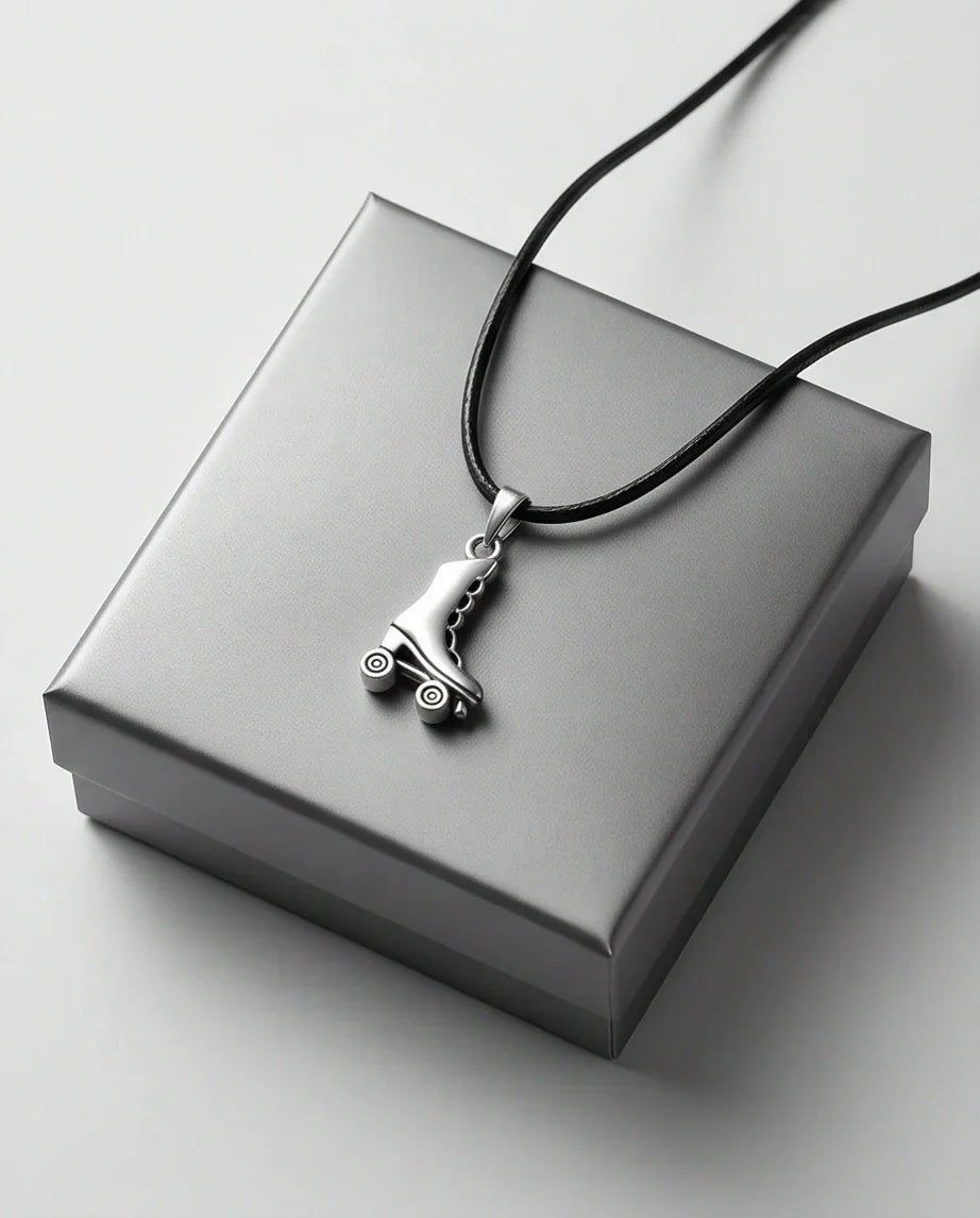Silver Roller Skate Pendant Necklace