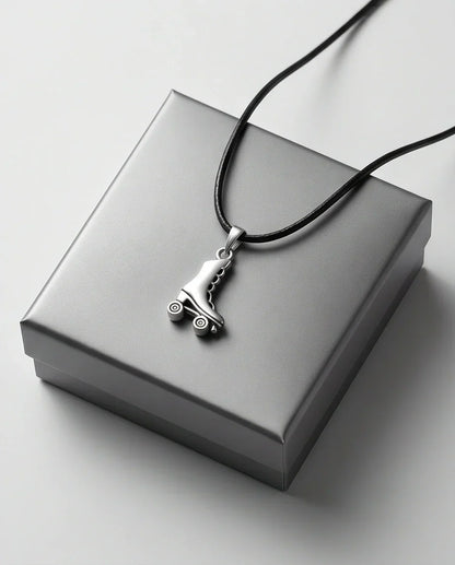 Silver Roller Skate Pendant Necklace
