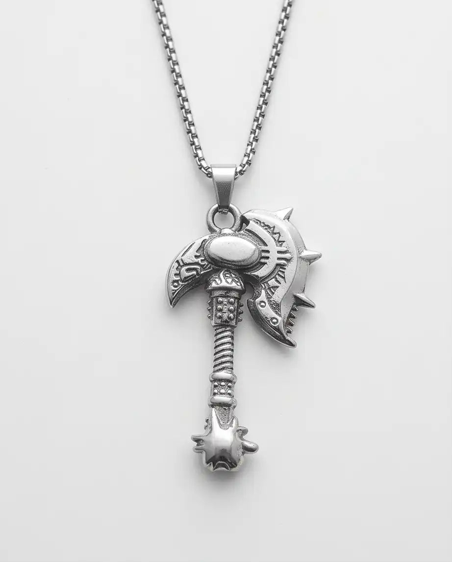 Battle Axe War Hammer Pendant Box Chain
