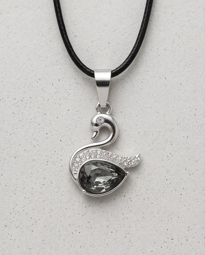 Silver Smoky Quartz Swan Pendant Necklace