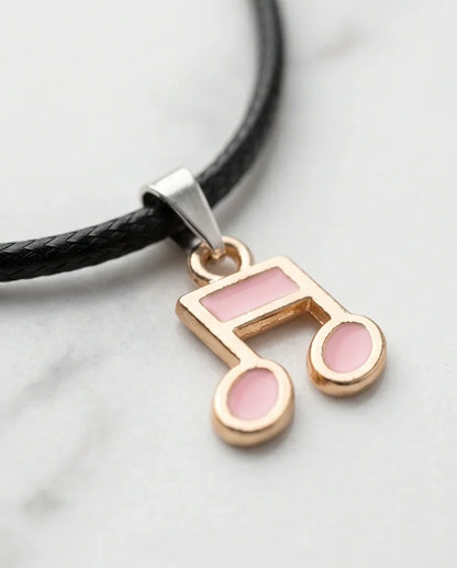 Rose Gold Pink Sixteenth Note Necklace