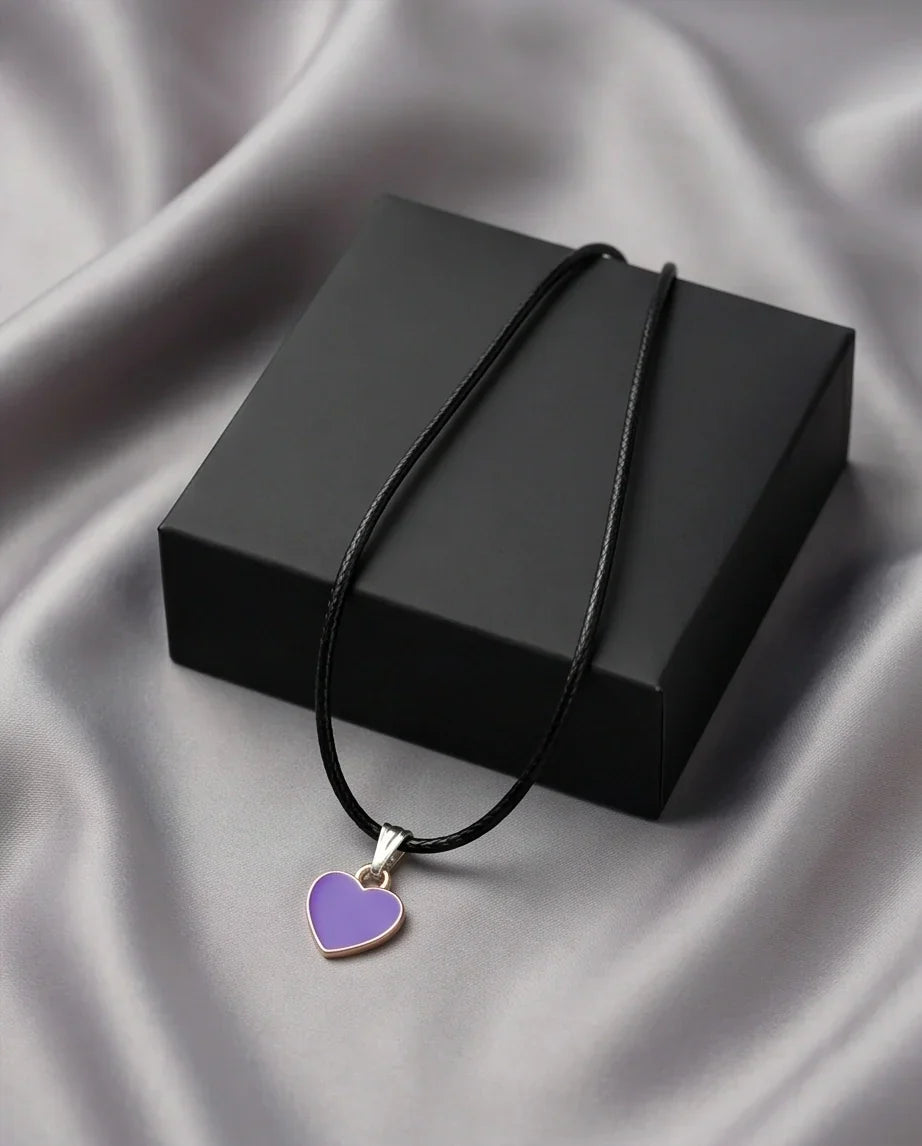 Minimalist Purple Heart Enamel Pendant Necklace