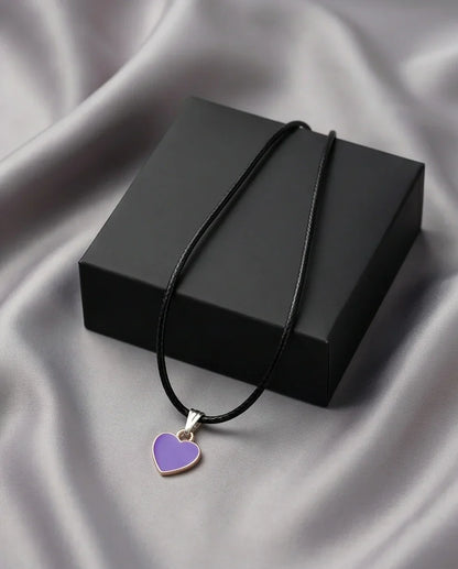 Minimalist Purple Heart Enamel Pendant Necklace