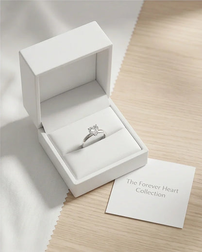 Sterling Silver Heart-Cut Moissanite Solitaire Ring