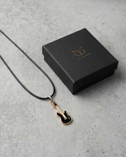 Gold and Black Electric Guitar Necklace