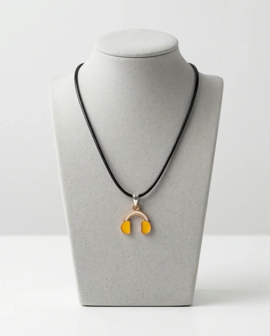 Gold and Yellow Headphones Necklace