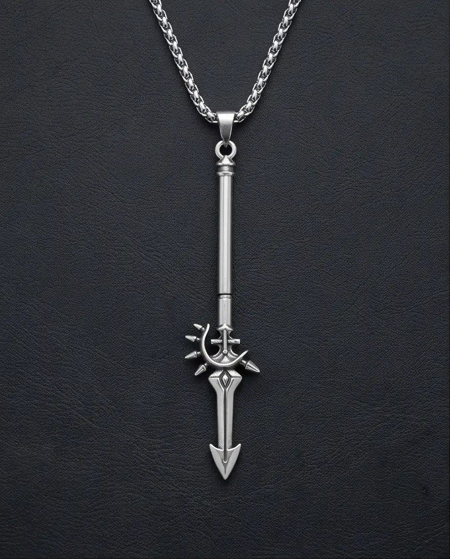 Spiked Crescent Spearhead Pendant Necklace
