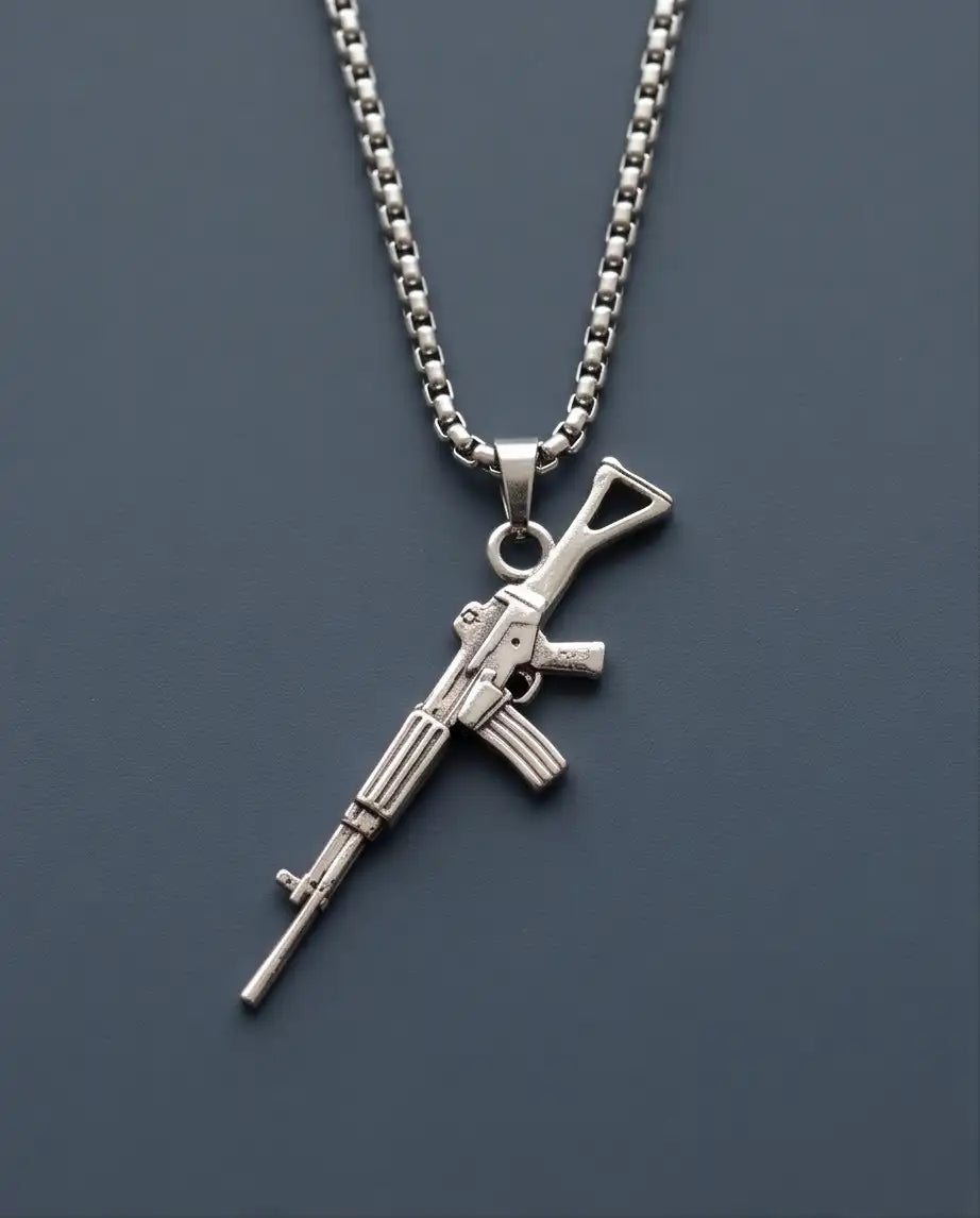 Tactical Assault Rifle Weapon Pendant Box Chain