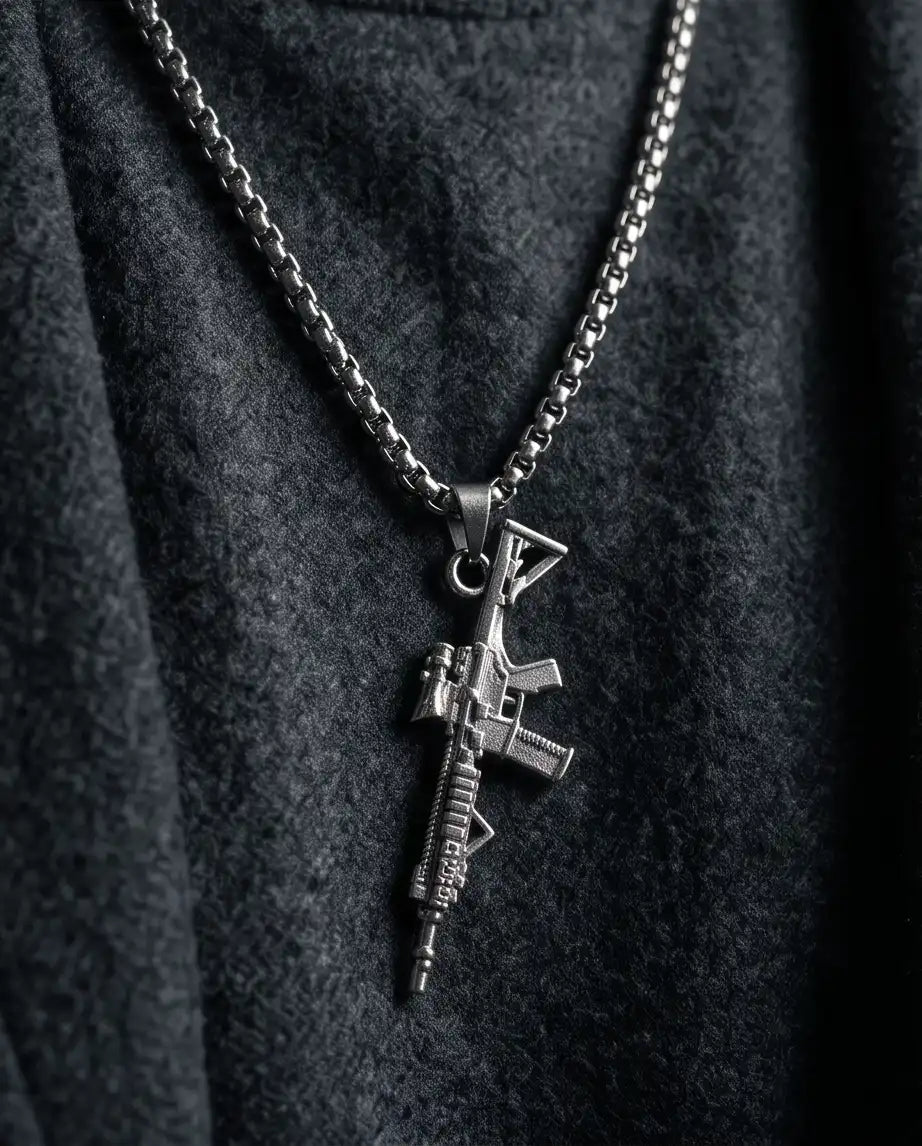 Scope-Mounted Tactical Rifle Weapon Pendant Box Chain