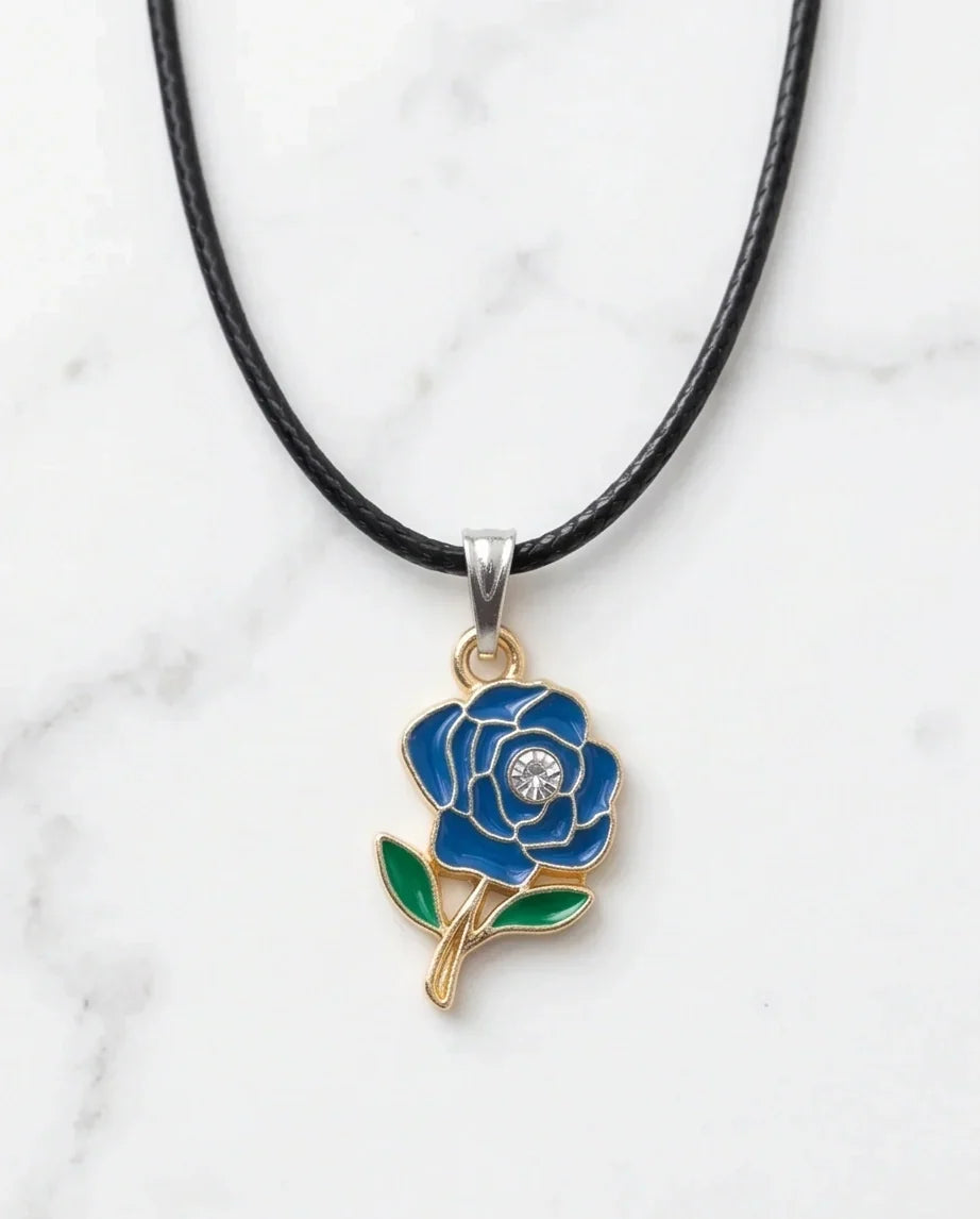 Royal Blue Enchanted Rose Pendant