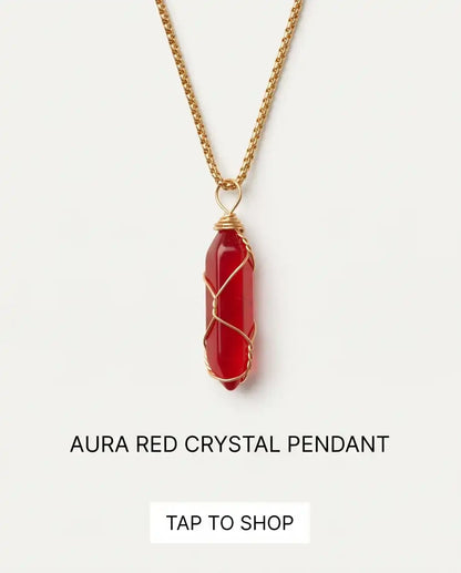 Wire-Wrapped Red Crystal Point Pendant Box Chain