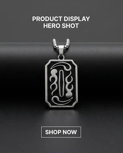 Moon Phase Abstract Calligraphy Tag Silver Box Chain Necklace