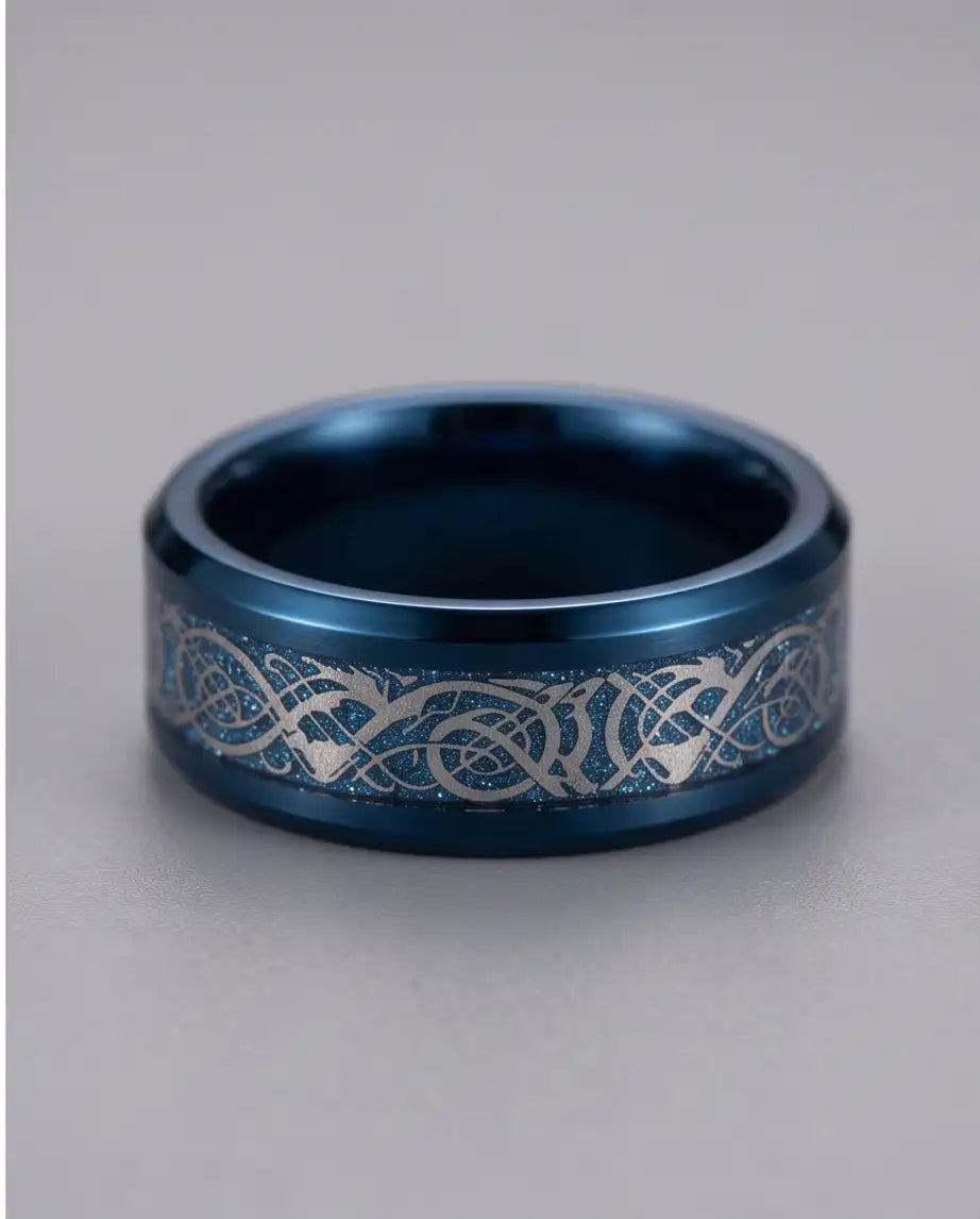Blue Dragon Celtic Inlay Band Ring