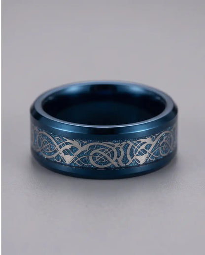 Blue Dragon Celtic Inlay Band Ring