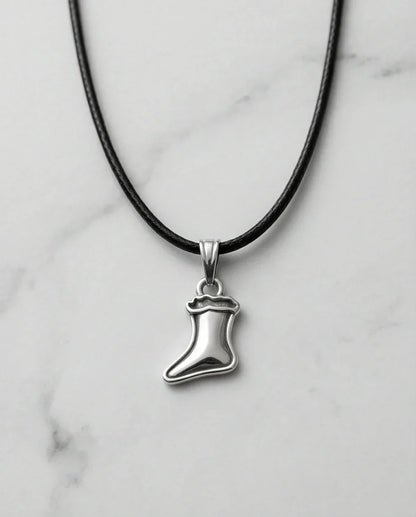 Silver Retro Stocking Pendant Necklace