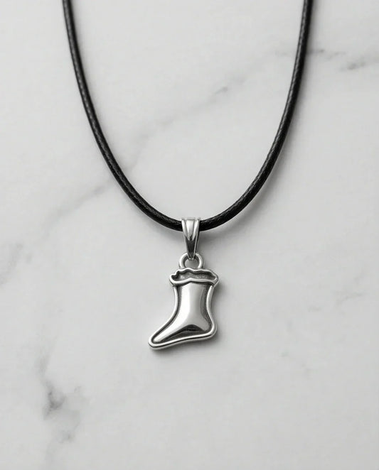 Silver Retro Stocking Pendant Necklace