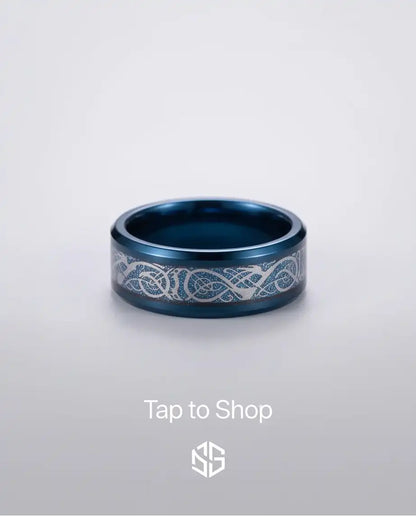 Blue Dragon Celtic Inlay Band Ring