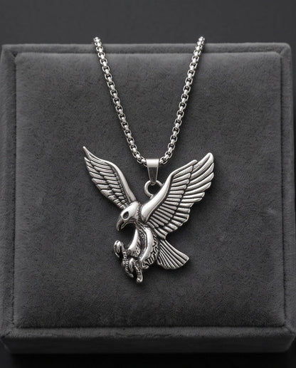 Silver Soaring Eagle Pendant Necklace