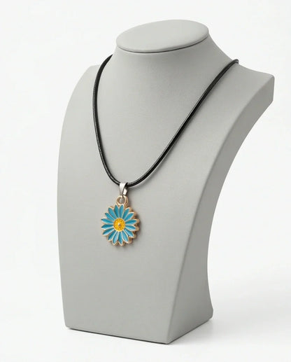 Gold and Turquoise Blue Daisy Necklace