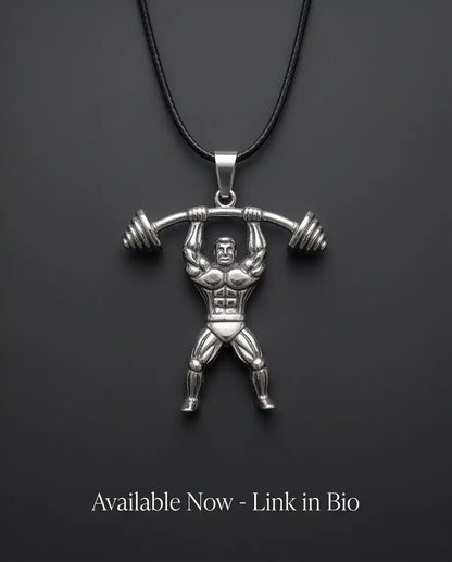 Bodybuilder Barbell Weightlifting Fitness Pendant Box Chain