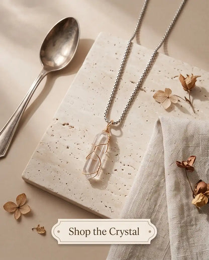 Wire-Wrapped Clear Quartz Crystal Point Pendant Box Chain