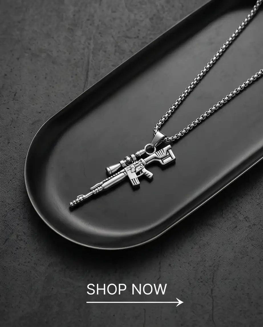 Precision Long-Range Sniper Rifle Pendant Box Chain