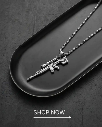 Precision Long-Range Sniper Rifle Pendant Box Chain