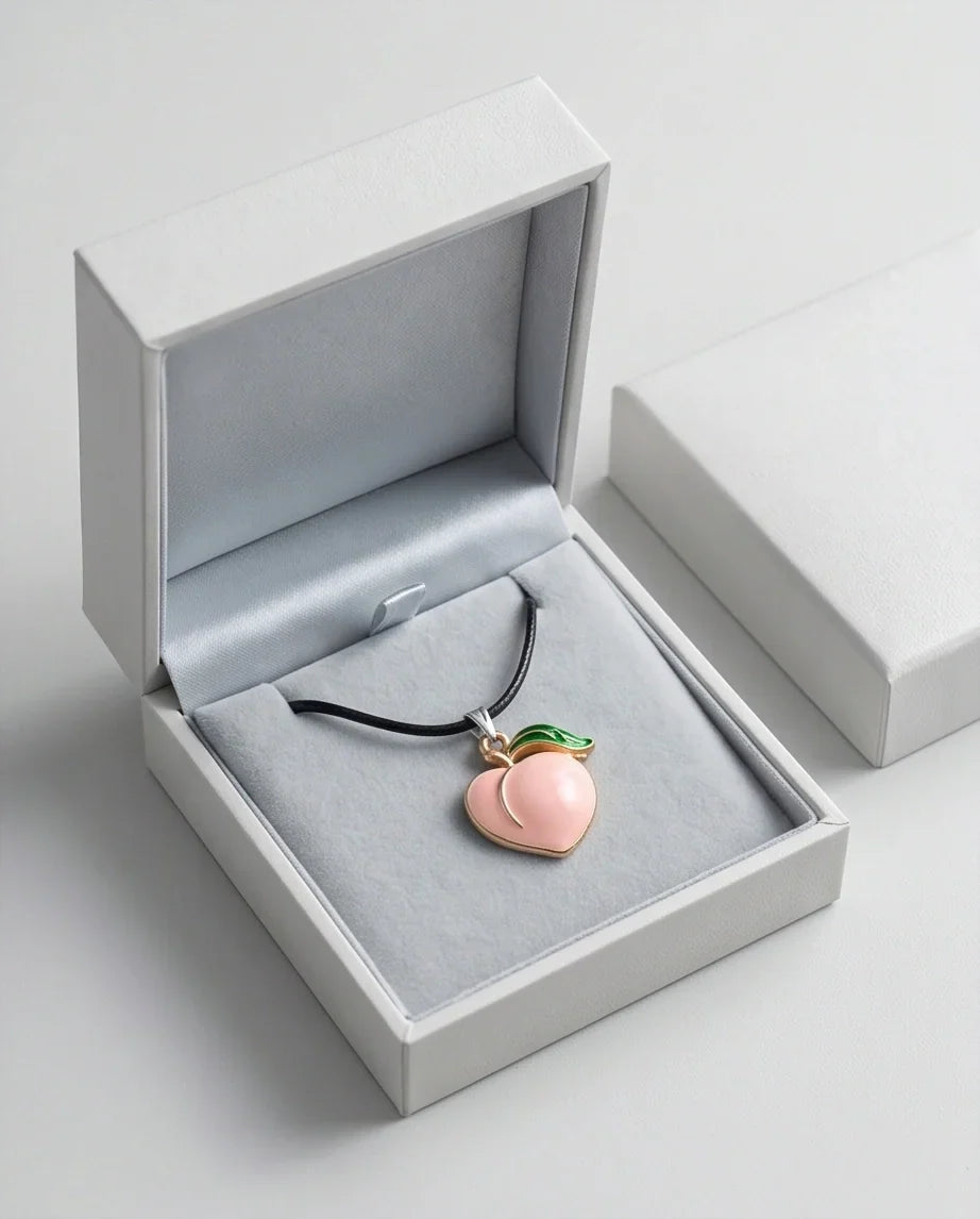 Sweet Peach Enamel Pendant Necklace