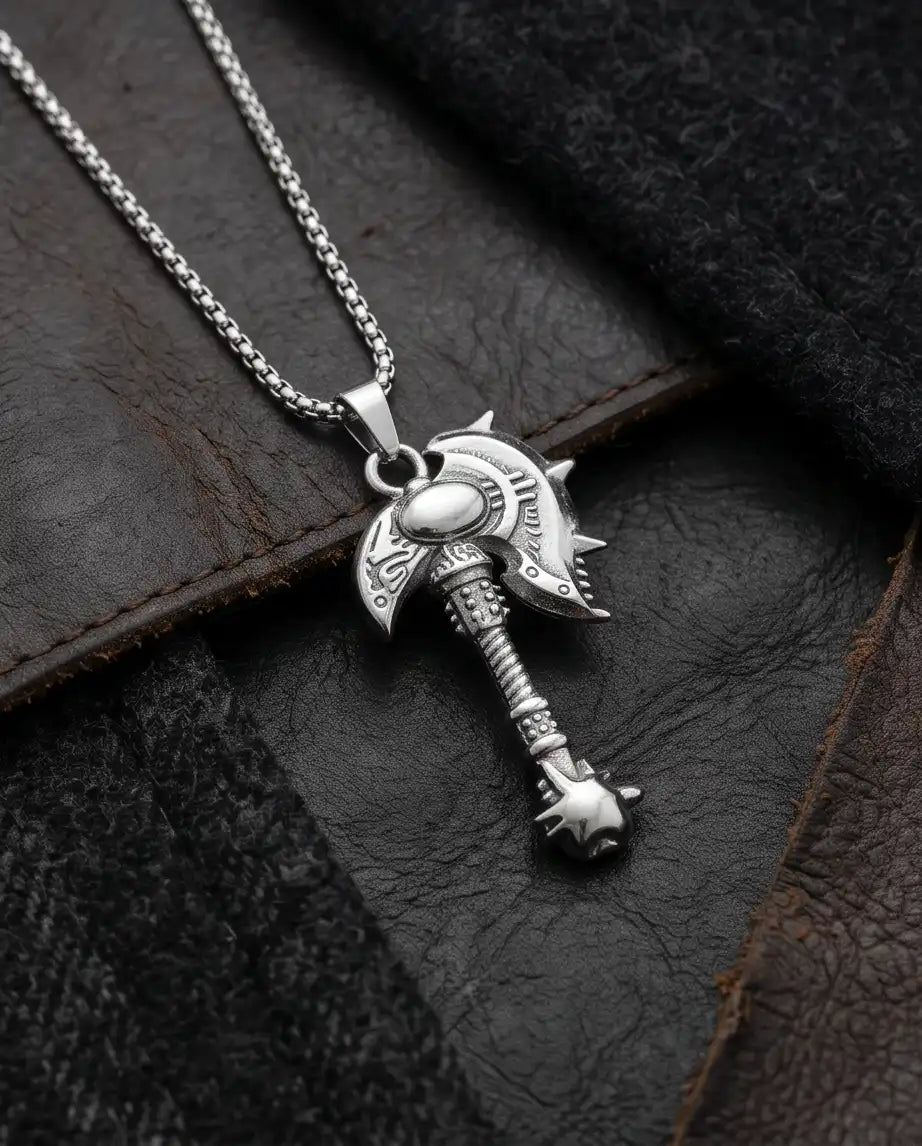 Battle Axe War Hammer Pendant Box Chain