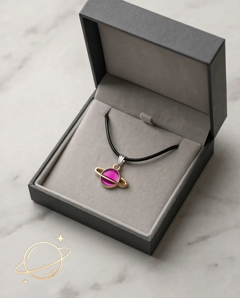 Magenta Saturn Planet Pendant