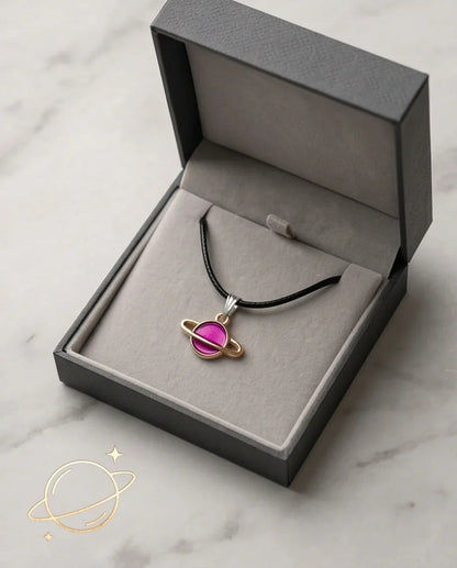 Magenta Saturn Planet Pendant