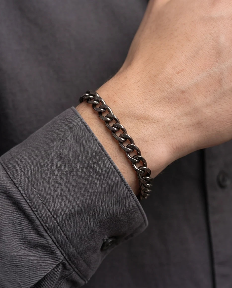 Gunmetal Black Curb Chain Bracelet