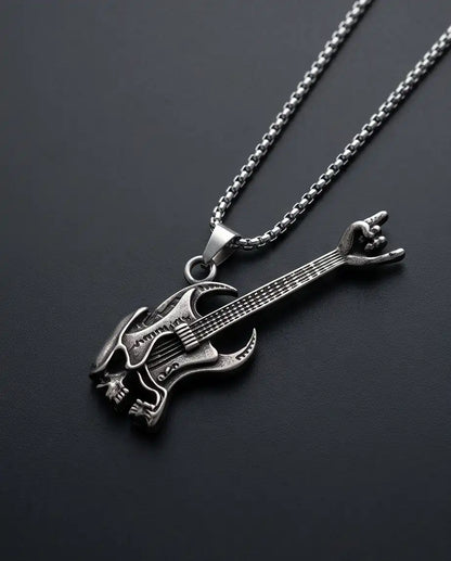 Rock Horns Electric Guitar Pendant Box Chain