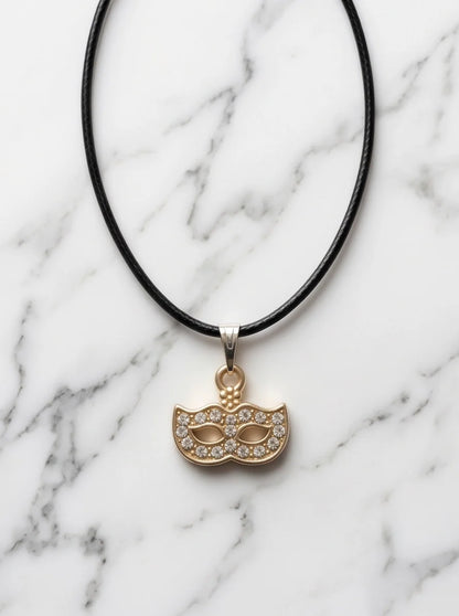 Gold Masquerade Mask Pendant Necklace