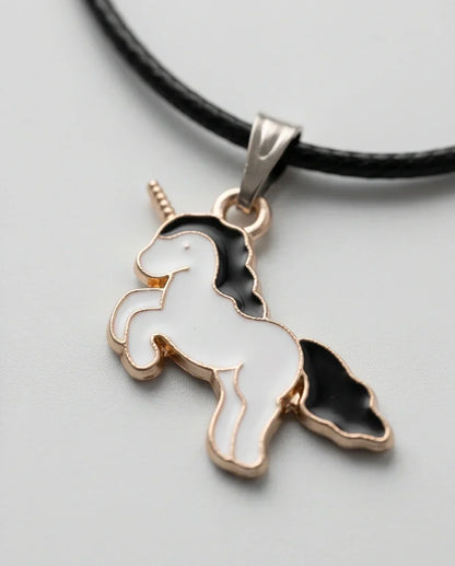 Gold and Black Unicorn Pendant Necklace