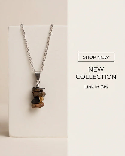 Silver Stacked Raw Tiger's Eye Chip Stone Pendant Necklace