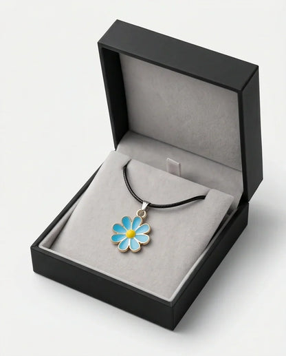 Gold and Pastel Blue Daisy Necklace