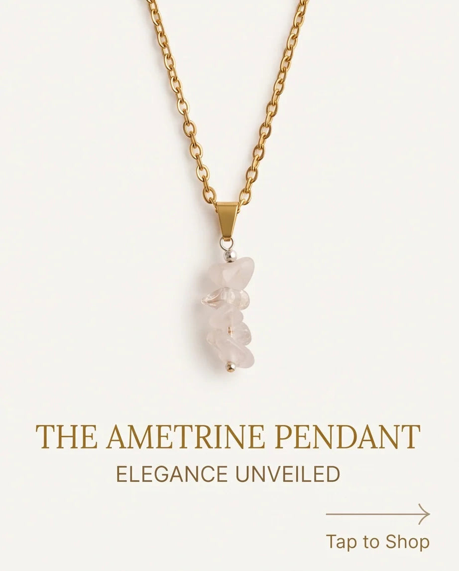 Silver Stacked Raw Rose Quartz Chip Stone Pendant Necklace