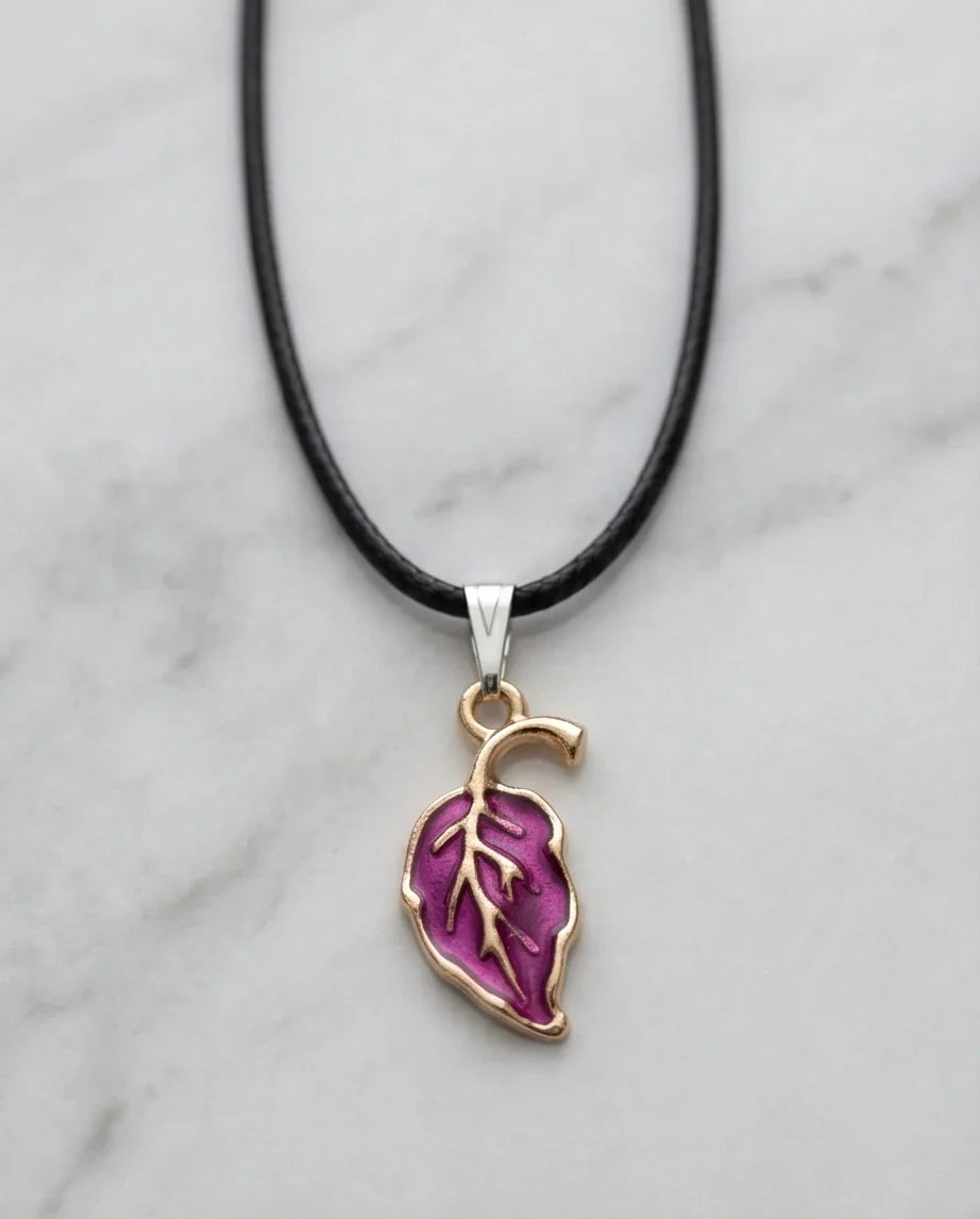 Orchid Purple Botanical Leaf Pendant